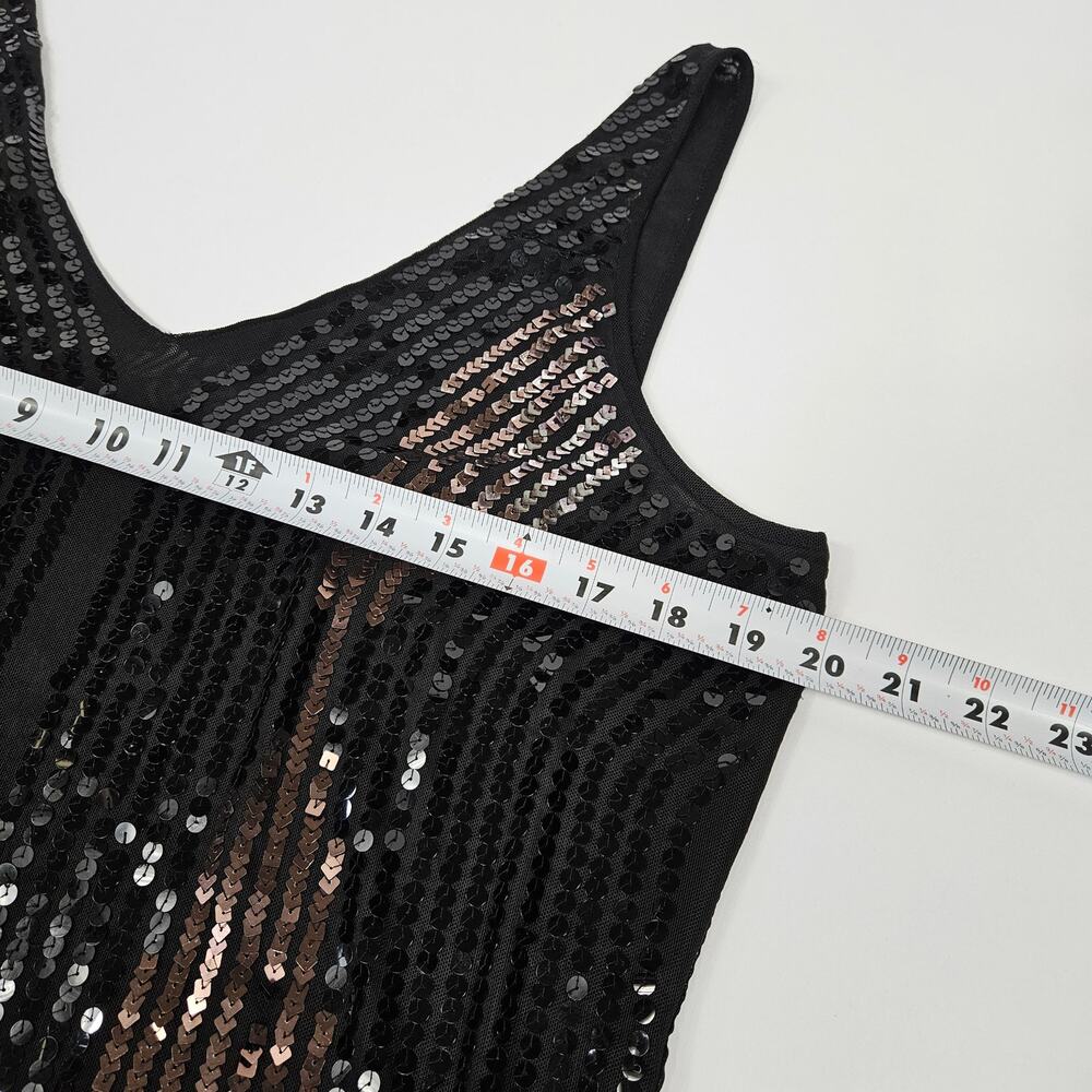 Euro Sequin Mesh Cami Top Black - Size XL - Picture 4 of 6